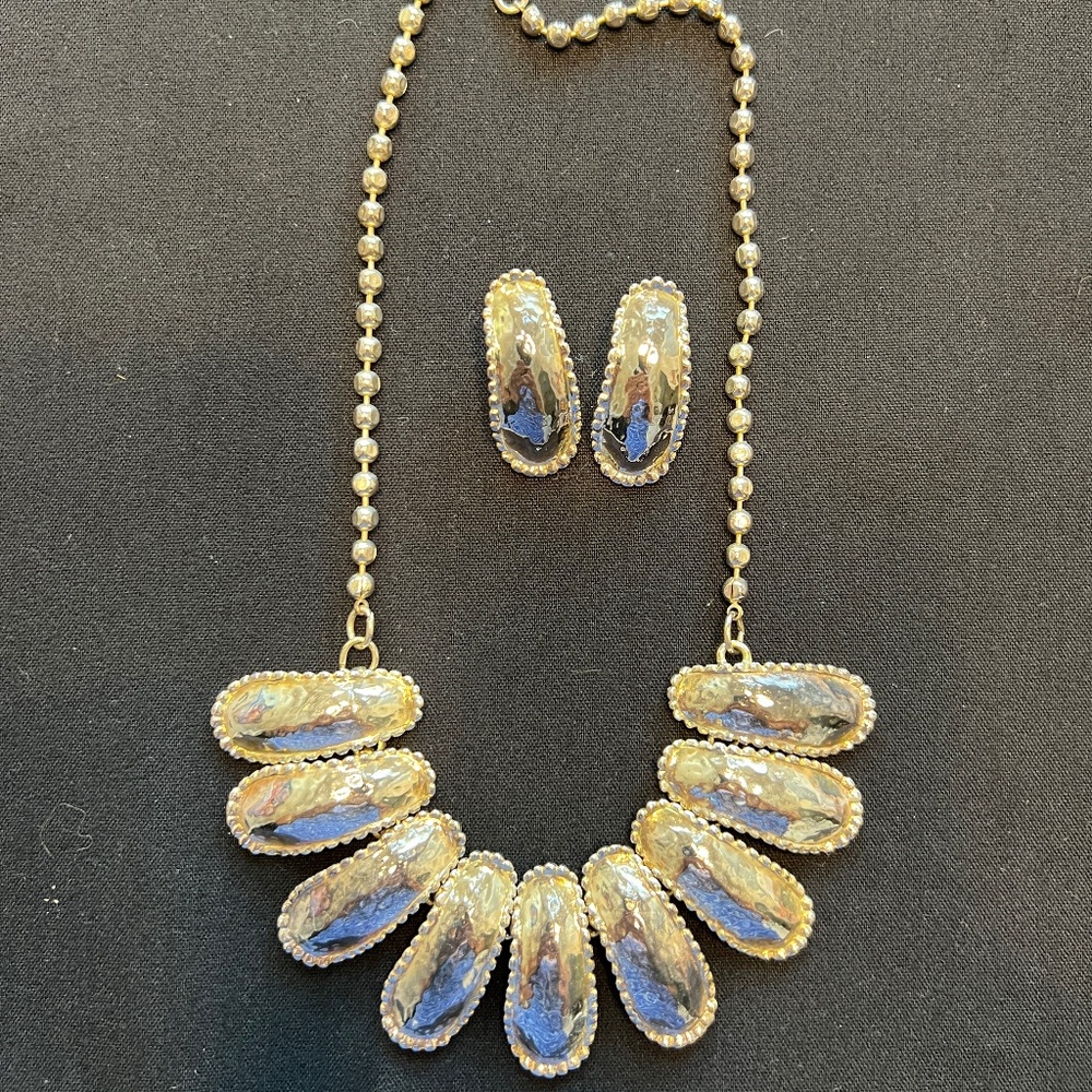 Silver Tone Statement Necklace 18.5" Silver Tone Etruscan Style Necklace…